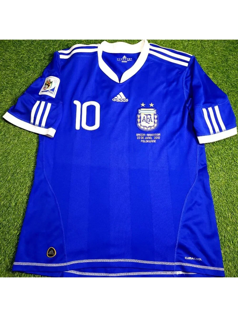 Messi Argentina 2010 WORLD CUP Away Soccer Jersey L SKU# P47053